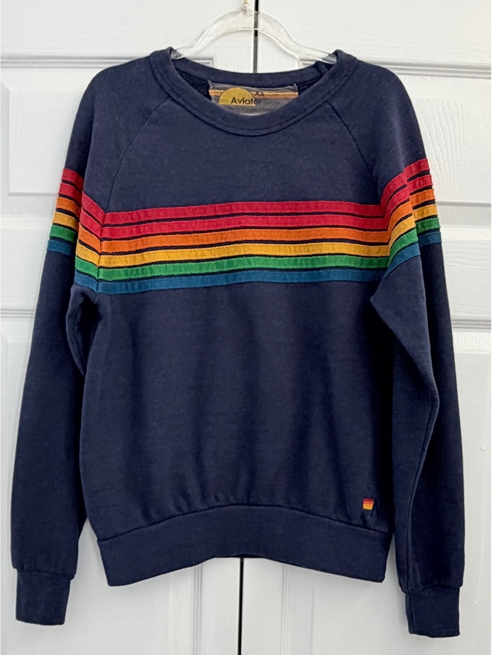 Vintage Aviator Nation Pullover Sweatshirt 6 Stripe Navy Blue XS Extra Small